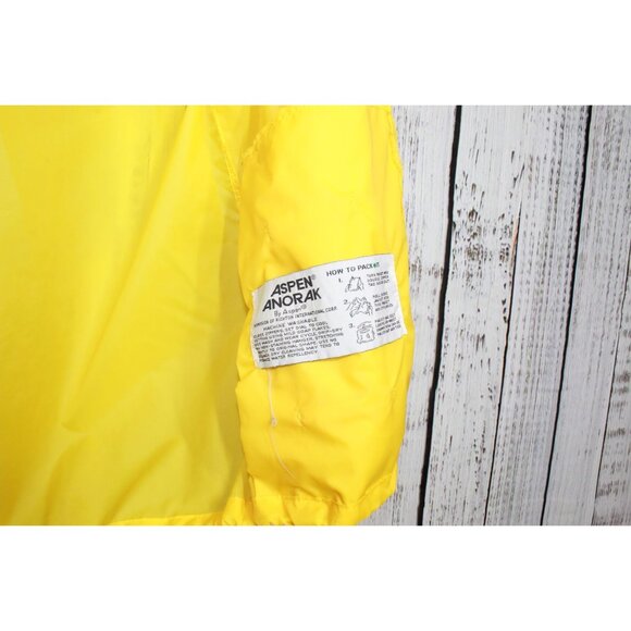 Vtg LL Bean Aspen Anorak Foldable Hiking Backpacking Yellow Rain Coat Jacket M - Picture 10 of 13